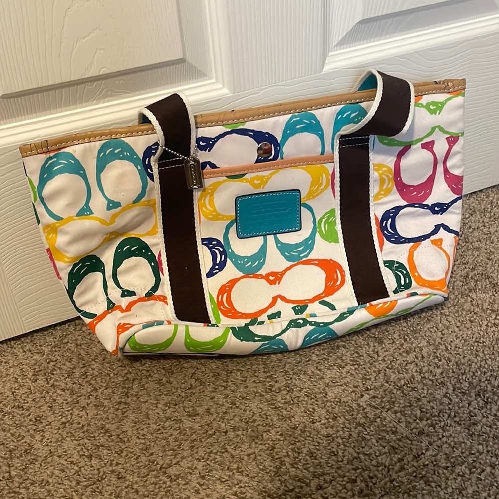 Colorful coach bag not sure if it’s authentic or not